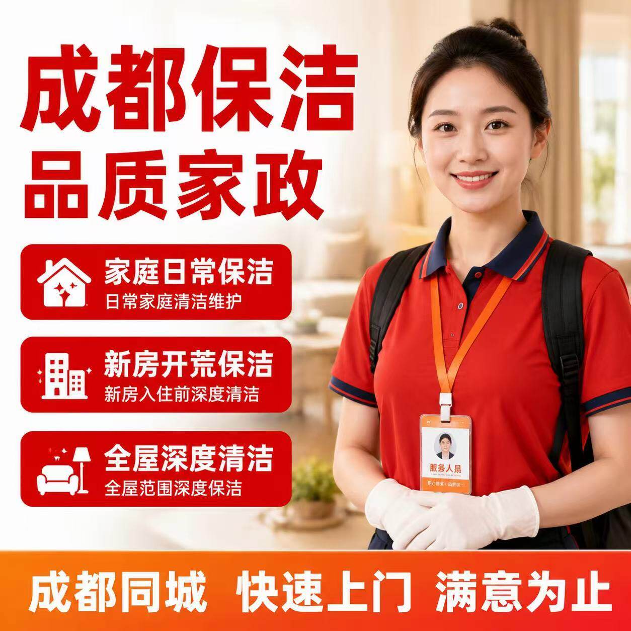 成都家政保洁家庭新房开荒保洁阿家政清洁保洁工具套装