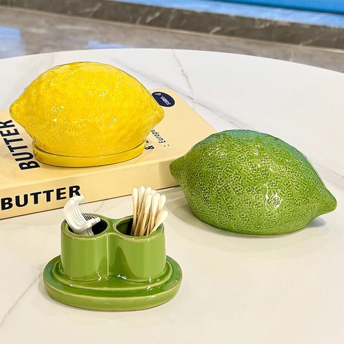 BSD柠檬牙签盒家用新款陶瓷