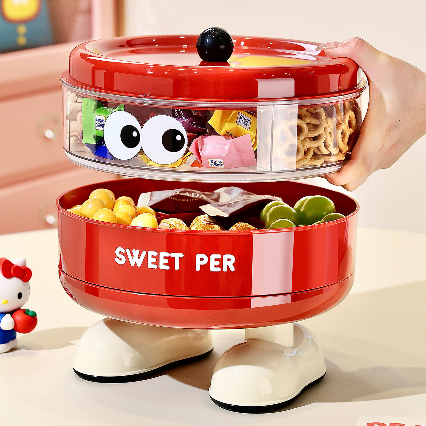 创意果盘客厅茶几家用水果盘大容量防尘糖果盘密封旋转干果收纳盒,餐饮具,果盆/果盘/果篮,淘宝优惠券,粉丝福利购,淘宝优惠卷