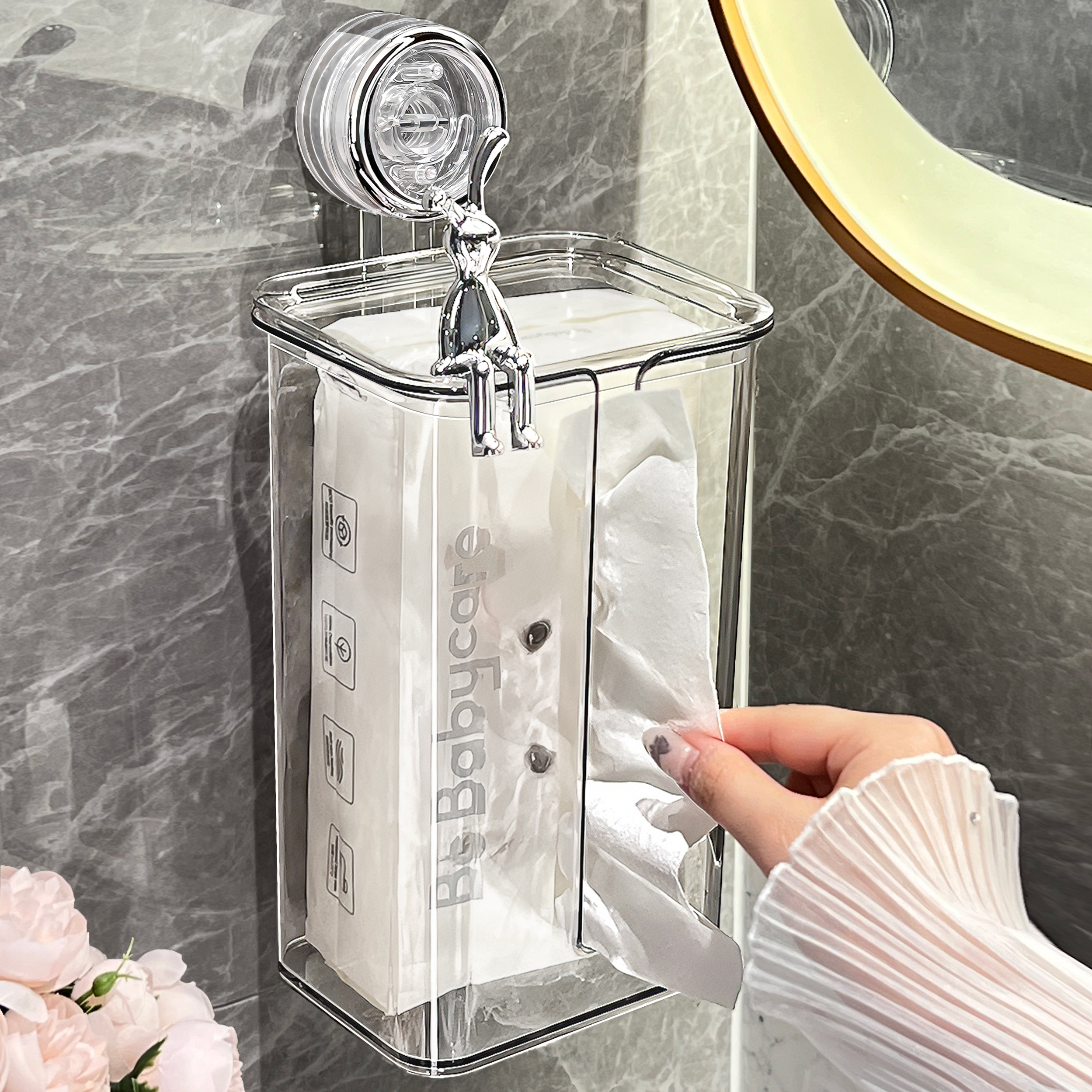 BSD吸盘卫生间纸巾盒壁挂式