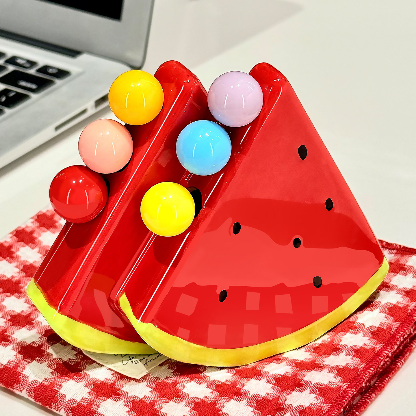 西瓜不锈钢水果叉套装家用甜品叉子儿童安全创意陶瓷水果签收纳罐,餐饮具,水果叉/水果签,淘宝优惠券,粉丝福利购,淘宝优惠卷