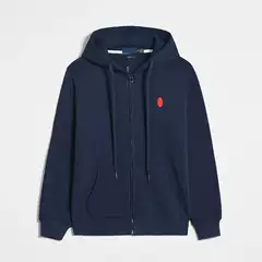 Spring and Autumn thin embroidered small label men's hoodie men's cardigan hooded pure cotton versatile sports and leisure jacket large size
