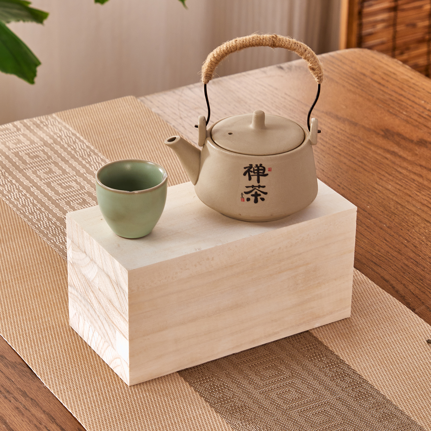 烧桐木桌面茶托盘小型整块木墩