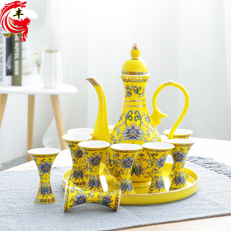 陶瓷高档酒具套装景德镇宫廷风双头双用白酒杯仿古中式酒壶带盘