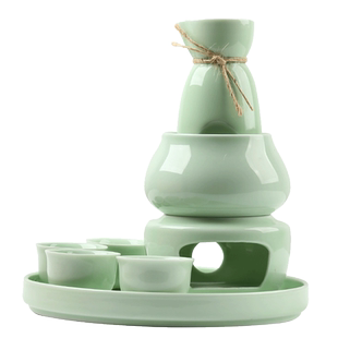 陶瓷温酒具套装黄酒家用烈酒壶一口杯烫酒壶清酒具白酒杯蜡烛暖酒