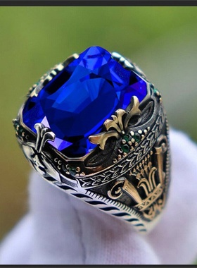 华杰新款镶嵌翡翠男士奢华戒指个性复古霸气指环出席宴会派对首饰