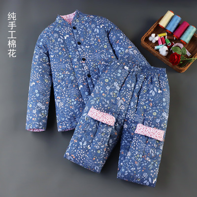 纯手工纯棉花棉袄棉裤加厚高腰