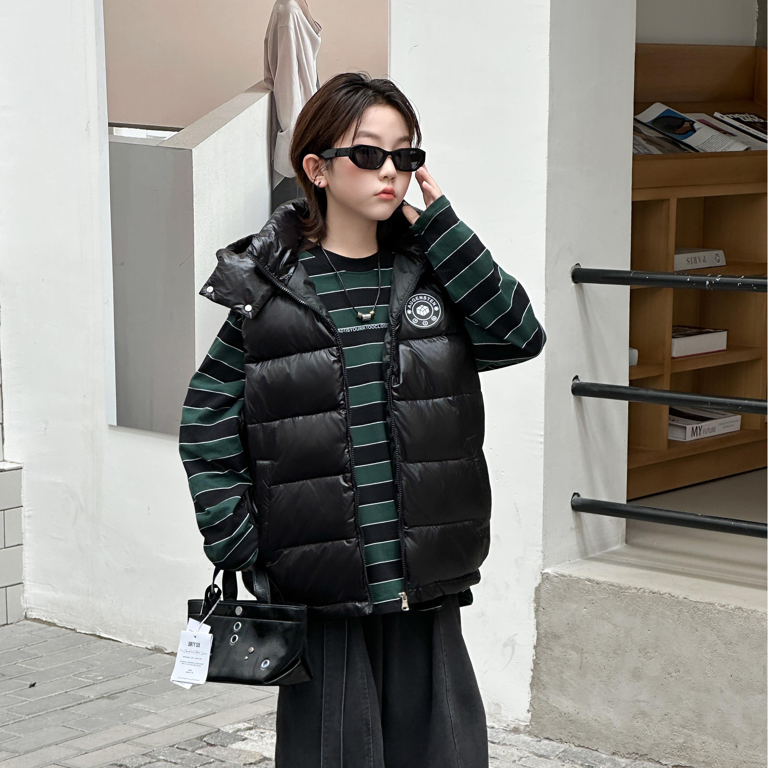 儿童羽绒马甲外套连帽秋冬季男童女童防风保暖加厚羽绒服