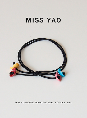 MISS YAO 可爱小花朵头绳细款小皮筋儿童发圈头绳彩色
