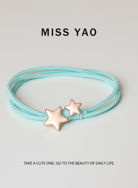 MISS YAO 金属的小星星发圈 可爱小清新手工头绳 送男友小皮筋女