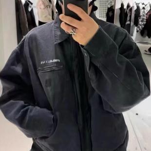 夹克外套欧阳娜娜 GR做旧水洗破坏底特律拉链工装 Grailz project