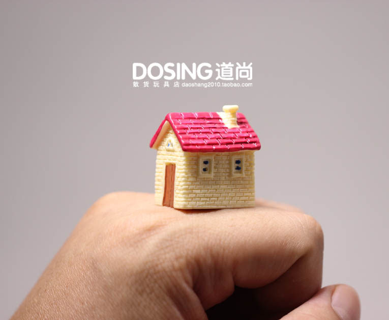 仿真微缩模型迷你版小号 小屋 小房子 瓦房 农村瓦屋树脂手办摆件