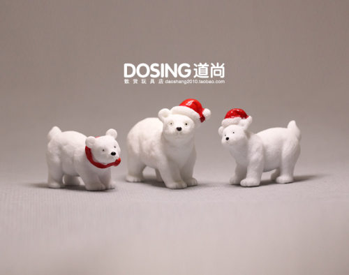 北极熊一家圣诞节戴帽小白熊玩偶