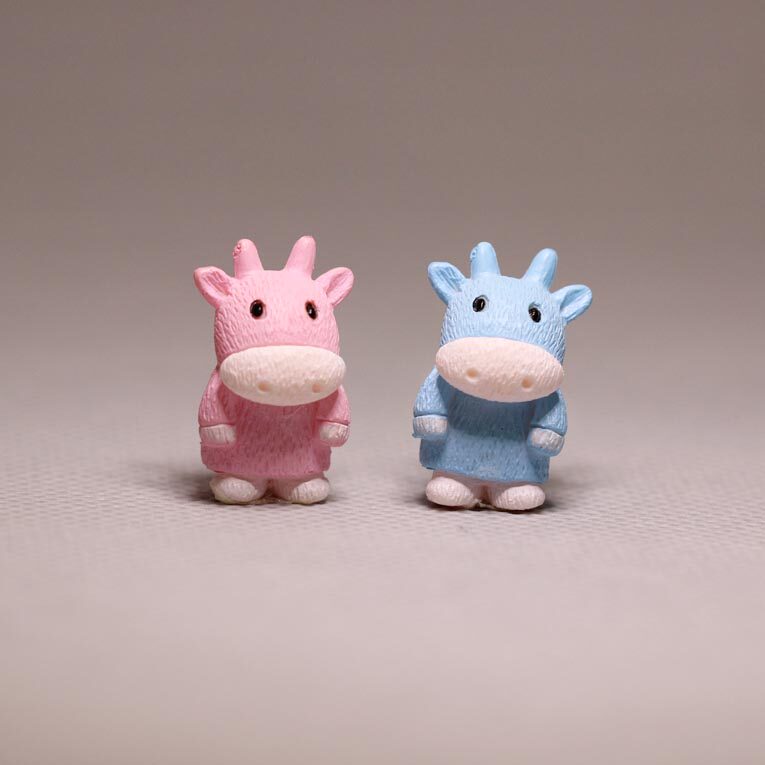 迷你版 超小号 小牛 卡通q版奶牛  diy饰品 塑料手办公仔玩具模型