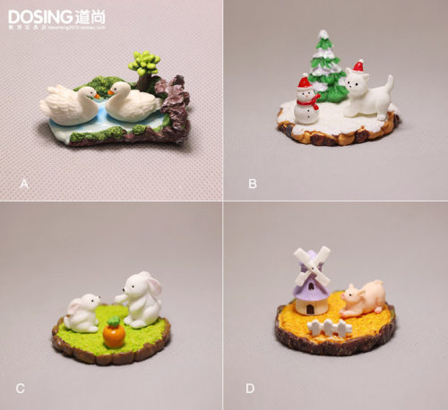农场白鹅小猪圣诞节微缩模型家畜