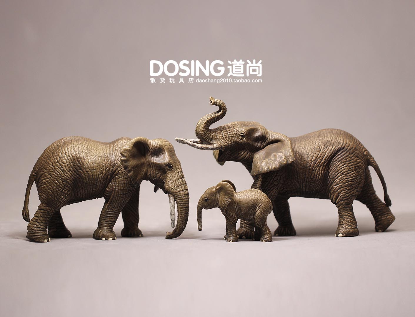 仿真动物模型份量大象一家母子