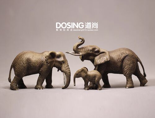 仿真动物模型份量大象一家母子