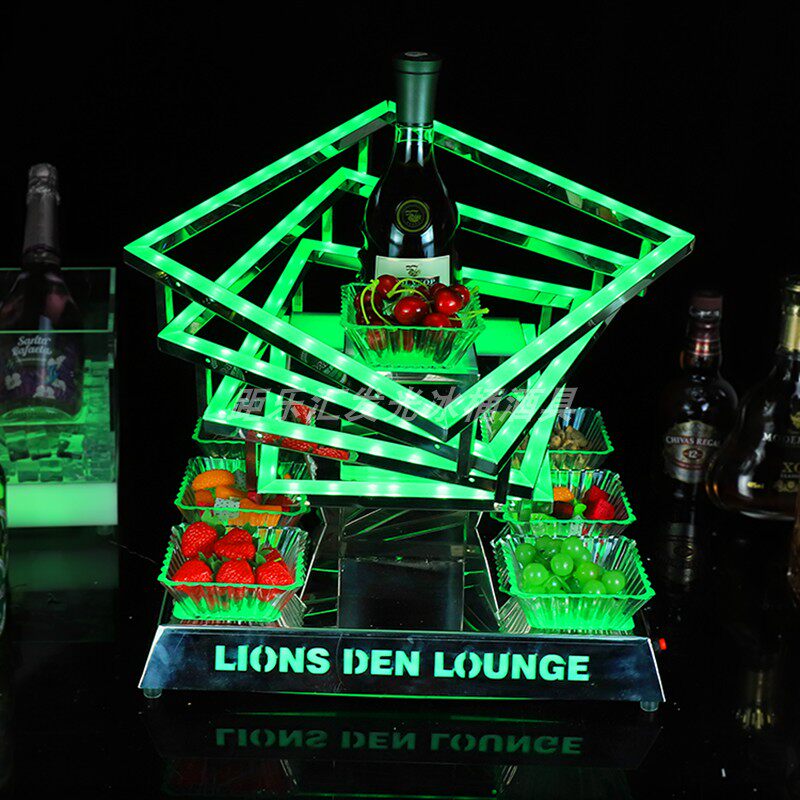 不锈钢发光酒座定制LOGO酒吧KTV夜场红酒托亚克力香槟洋酒架酒具