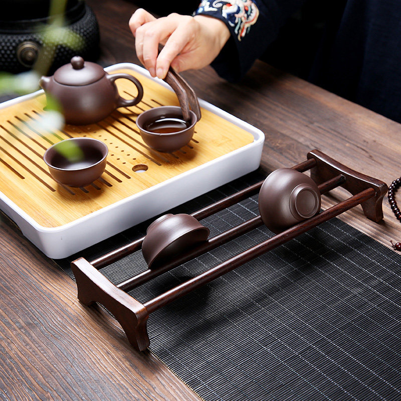 欣韵黑檀实木茶杯架子凉摆件家用图片