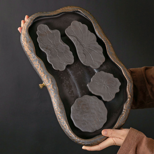 复古陶瓷储水排水茶盘