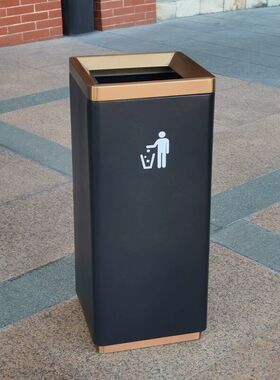 南方GPX-246黑色40升不锈钢直投垃圾桶无盖走廊办公楼商场物业