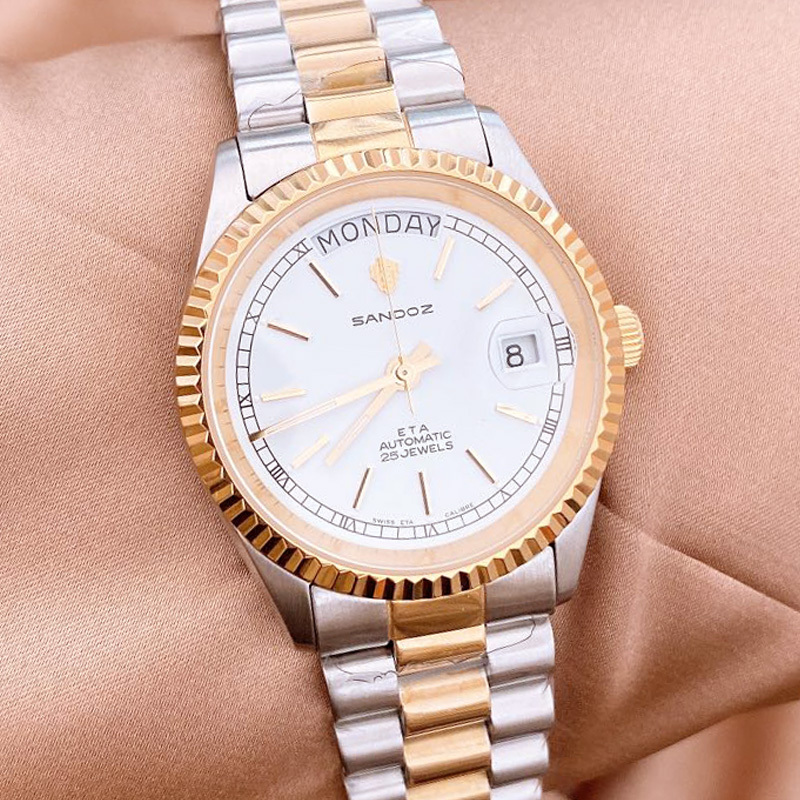 瑞士山度士机械男表防水钢带时尚自动手表时尚商务休闲精皮带腕表