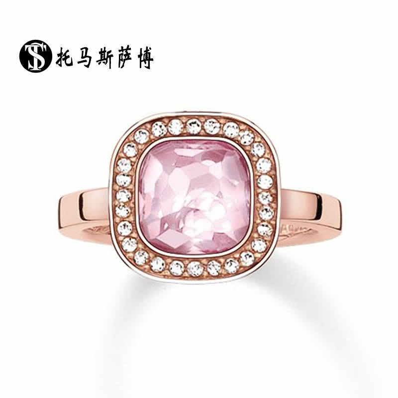 切面粉钻戒指环女玫瑰金仿真钻戒求婚公主女款女式钻戒托马斯萨博