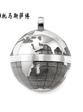 灰色地球仪吊坠925纯银时尚礼物男女同款适合项链新款 托马斯萨博