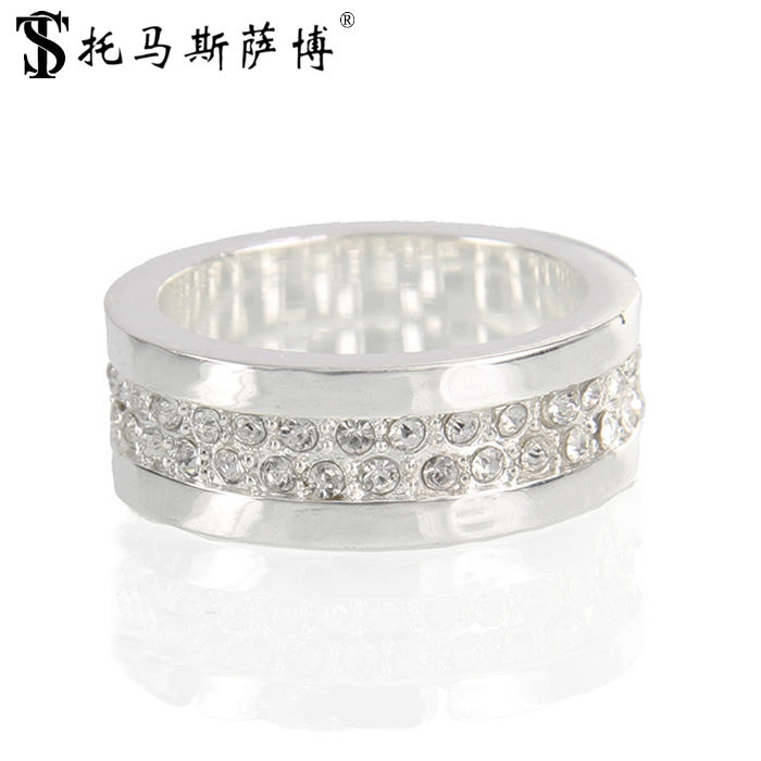 双排白钻宽戒指-托马斯萨博日韩版镀925银外贸指环首饰品 ring