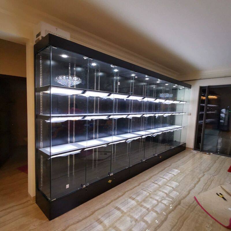 手办展示柜实木礼品动漫模型奖杯展柜带灯产品橱窗乐高柜子家用