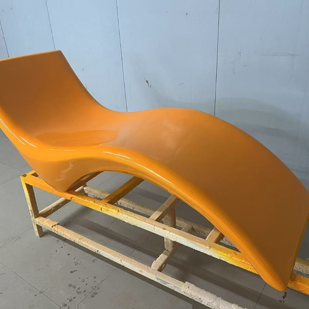 户外躺床庭院休闲椅防晒玻璃钢沙滩椅单人酒店别墅露天游泳池躺椅