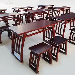 实木国学桌书法桌仿古新中式学生培训班幼儿园课桌椅马鞍桌书画桌