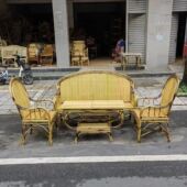 竹制桌椅客厅竹子沙发茶几组合老式 复古小户型客厅竹椅子三人长椅