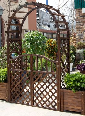 庭院小院门户外防腐木拱门别墅实木拱形门花园拱门农庄网红大门架