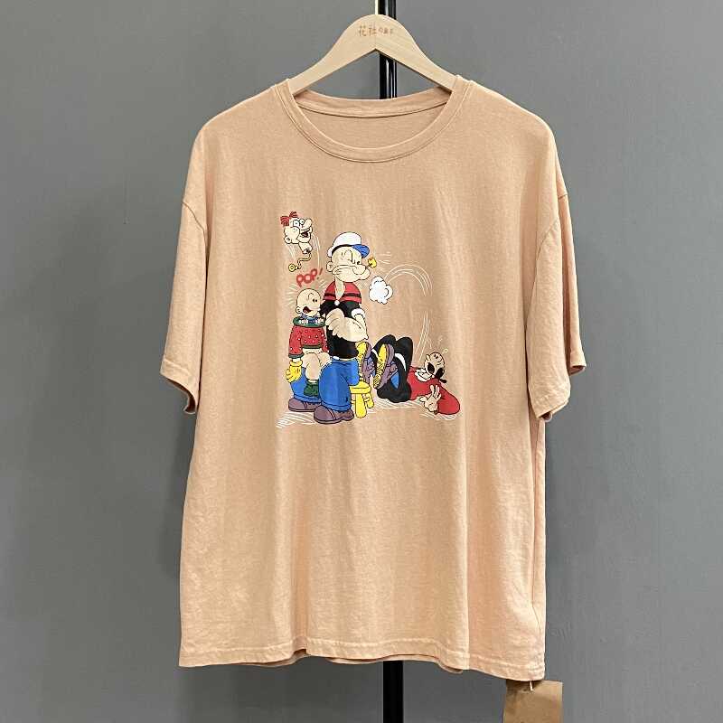 柔软透气透气女日单短袖卡通印花