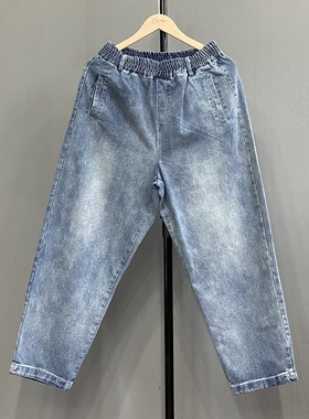 花社の日单 撞色宽松个性口袋纽扣深浅色百搭牛仔裤--壹铺58001