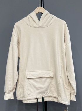 花社の日单17092抓绒卫衣秋冬新款加厚大兜口袋抽绳连帽宽松百搭