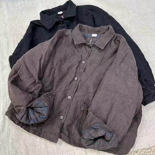 花社棉常规文艺宽松棉服