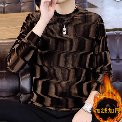 潮流高端男士加绒保暖圆领卫衣