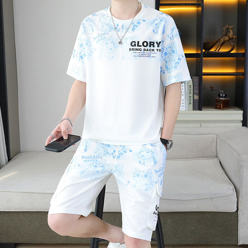 牧外男士短袖套装，夏季一整套图片