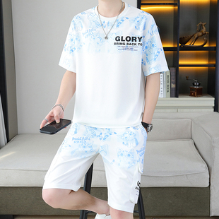 男士套装2026夏季新款一套衣服夏天薄款短袖短裤休闲运动两件套男