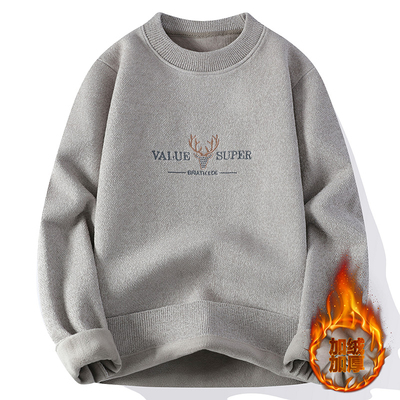 套头中领加绒加厚毛衣针织衫