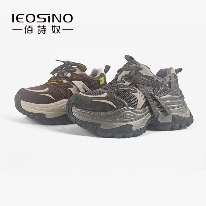 佰诗奴厚底老爹鞋女2025新款秋冬季复古百搭真皮不累脚增高运动鞋