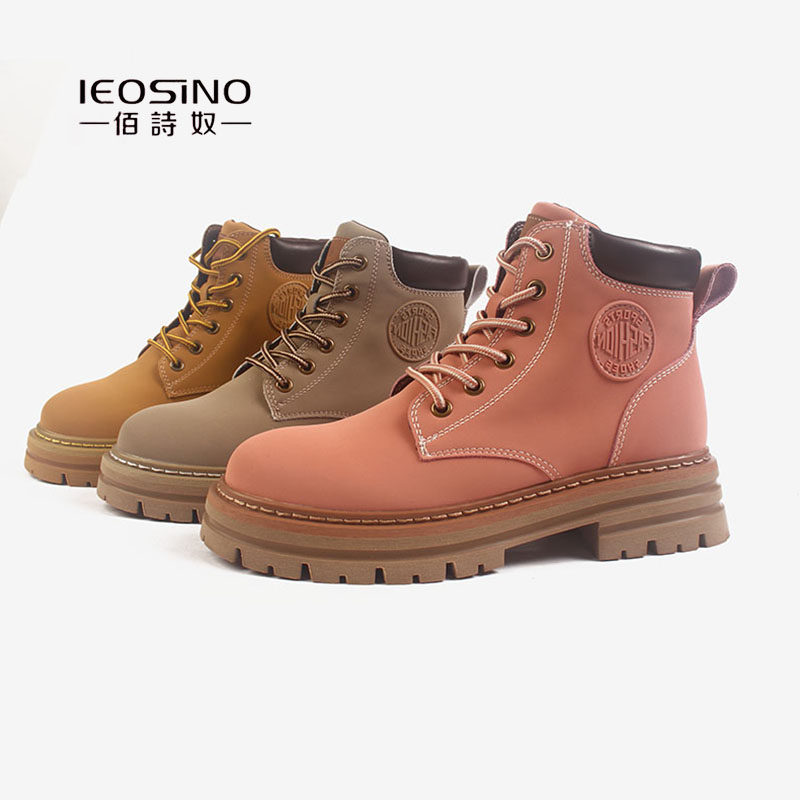 佰诗奴英伦风马丁靴女真皮2022年新款秋冬季低跟大头靴546221680