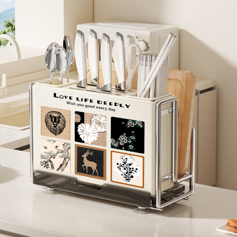 刀架厨房台面多功能收纳架刀具菜刀锅盖水果刀置物架家用砧板架子