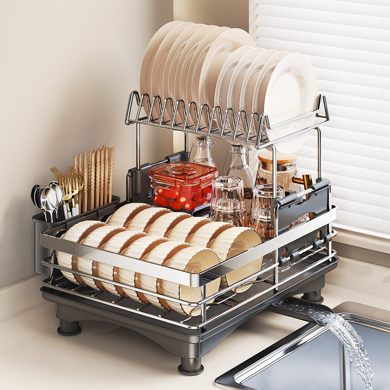 不锈钢厨房水槽置物架双层沥水架碗碟收纳架碗架碗盘多功能储物架,厨房/烹饪用具,厨房置物架/置物柜/角架,淘宝优惠券,粉丝福利购,淘宝优惠卷
