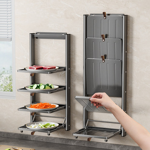 多层可折叠配菜架壁挂式厨房收纳置物架家用备菜盘台面火锅专用架