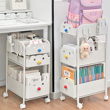 书包置物架家用多层桌下滑轮柜放书本零食收纳架可移动厨房小推车