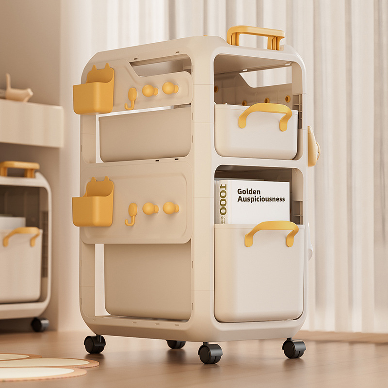 多层收纳置物架带轮移动储物箱