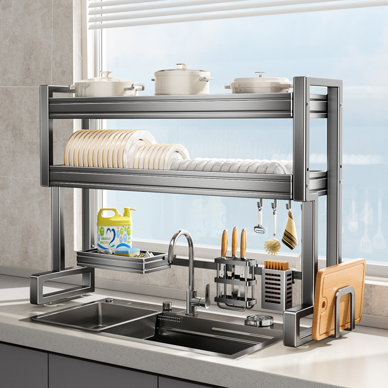 不锈钢厨房水槽置物架双层碗盘架